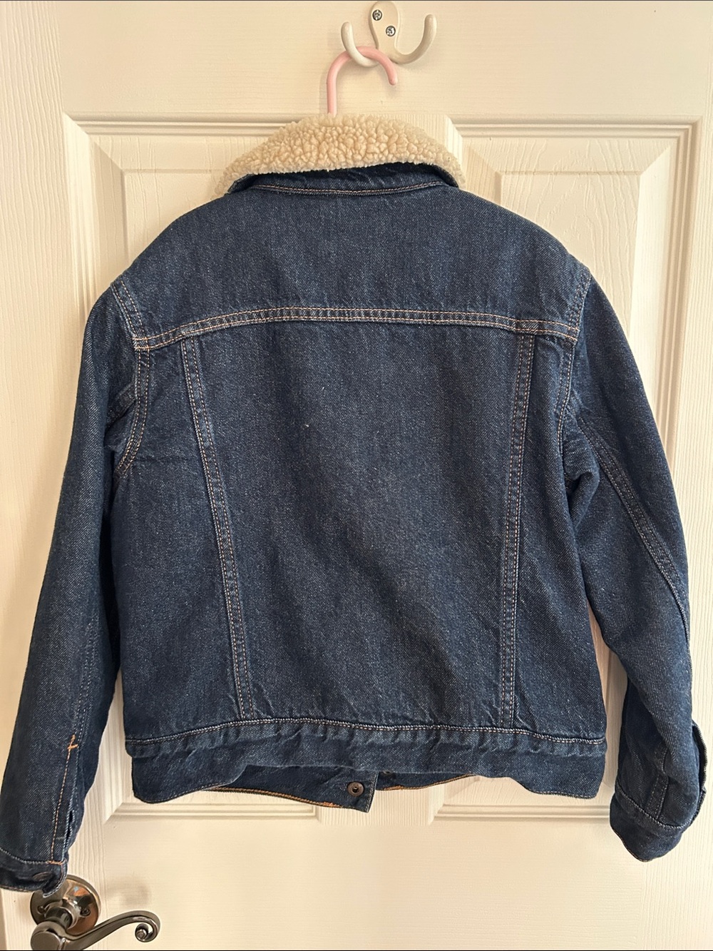 GAP kids Dark Blue Denim Jacket with Cream Sherpa Collar - Picture 3 of 7